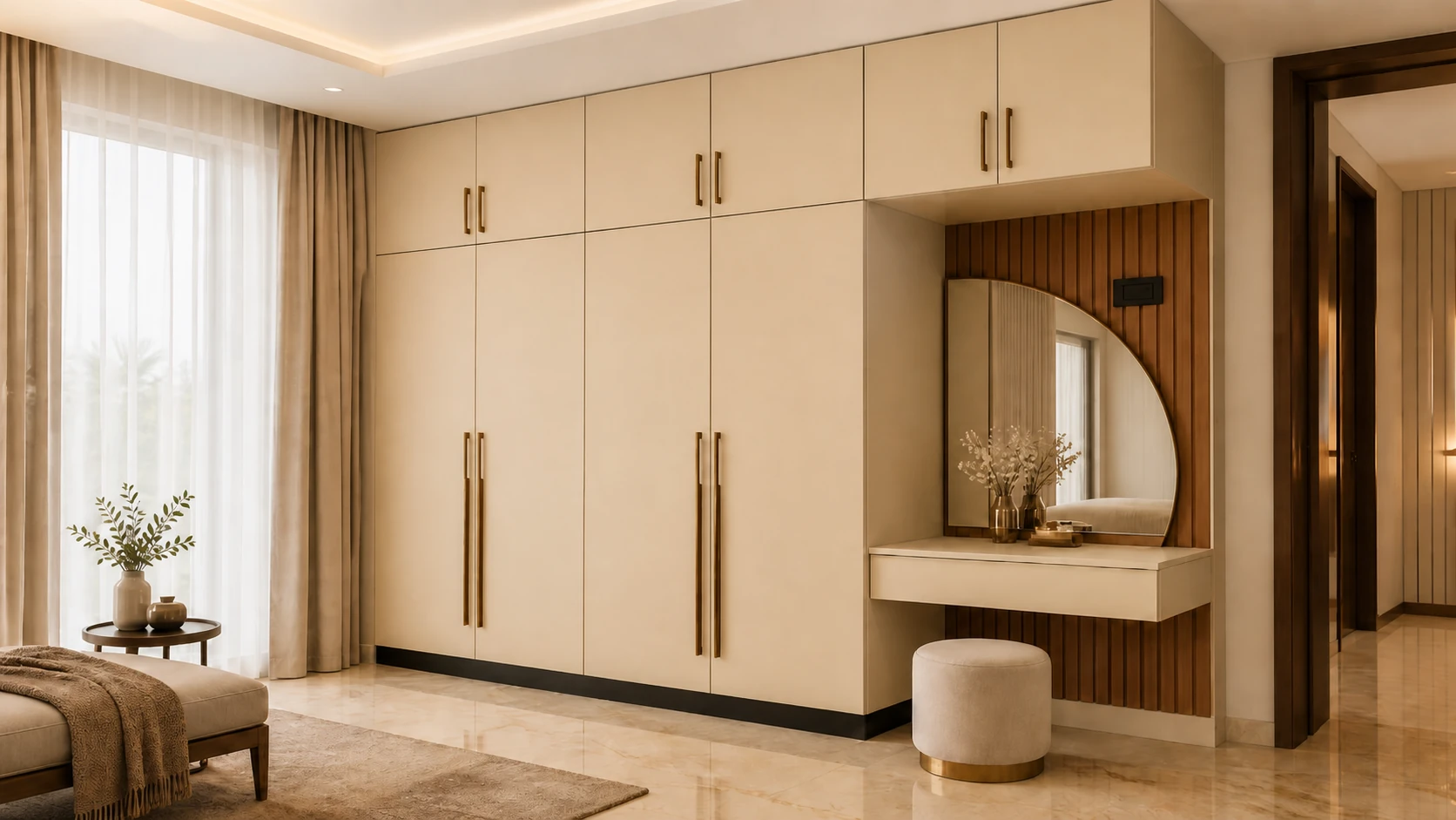 Custom openable wardrobe design for bedroom by Innovante Studio Gurgaon