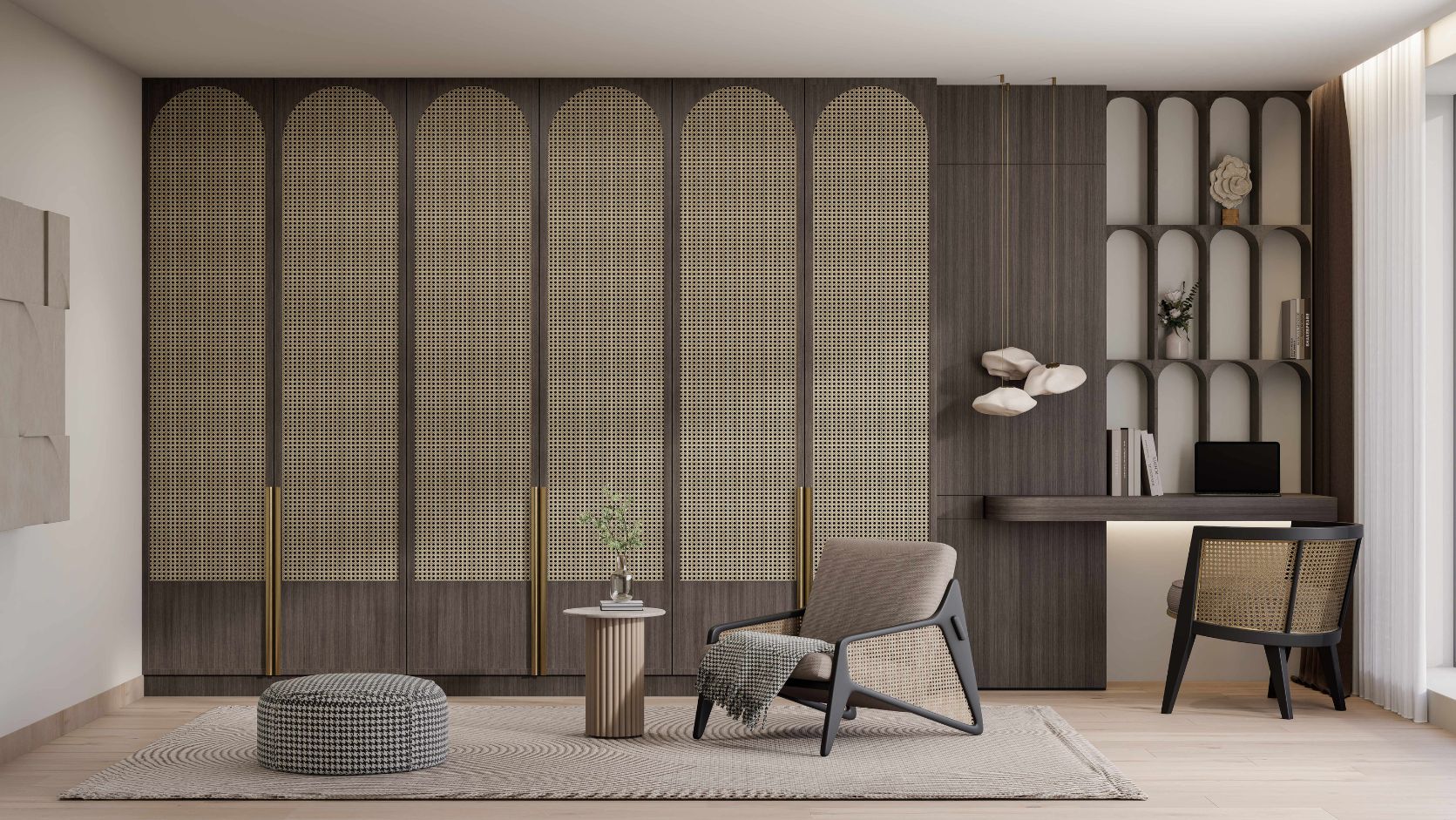 Sliding wardrobe designers in Gurgaon - glass finish wardrobe by Innovante Studio